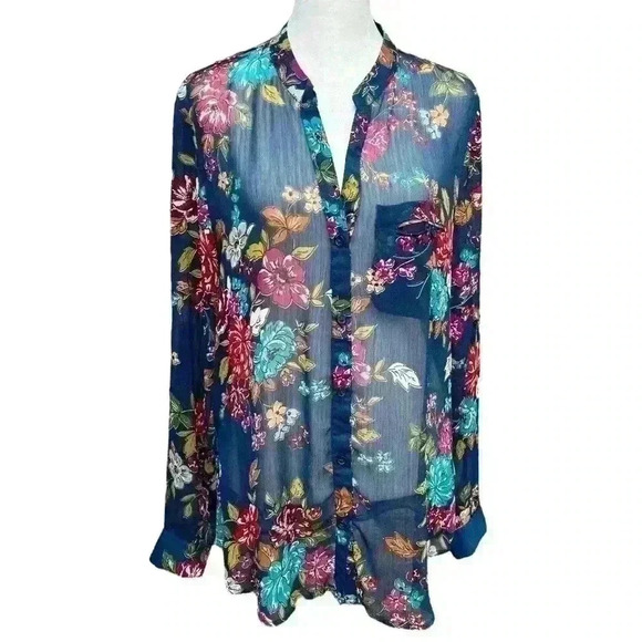 Kut from the Kloth Tops - KUT from the Kloth blue floral blouse (approx. size M see measurements)
